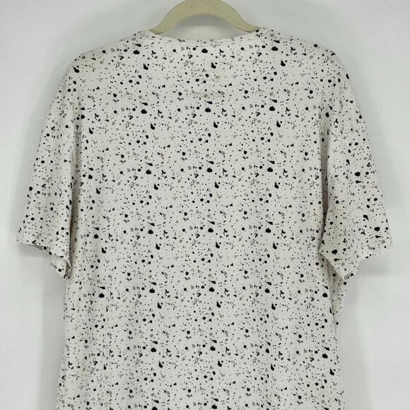 BYLT Basics Curved Hem Tee White Black Speckle Minimalist Streetwear XL - Picture 3 of 7